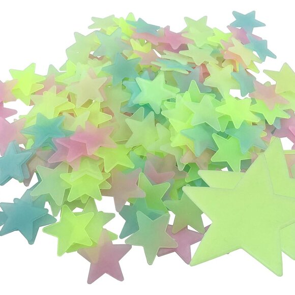 200PCS 1.2" Glow in The Dark Luminous Stars Fluorescent Noctilucent Plastic Wall - Picture 1 of 9
